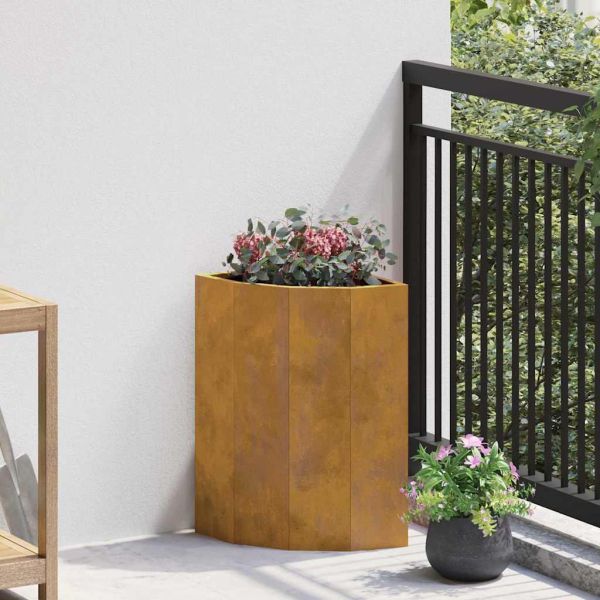 Ъглов сандък за цветя Ръждясало 30 x 30 x 50 cm