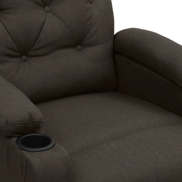 Изправящ масажен стол, тъмнокафяв, текстил