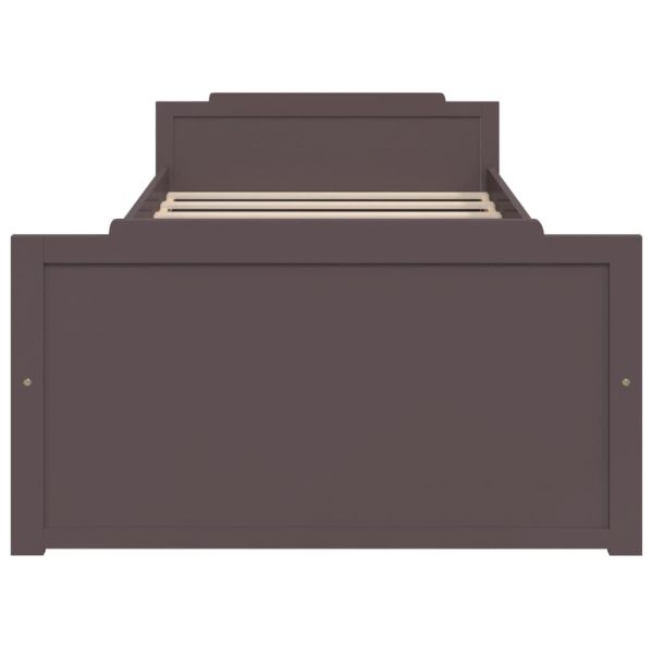 Рамка за легло с чекмеджета, тъмнокафява, бор масив, 90х200 см