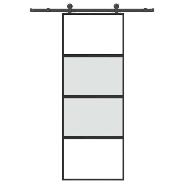 Плъзгаща се врата с обков 76x205 см Закалено стъкло&Алуминий