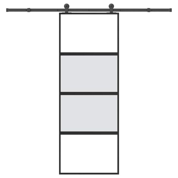 Плъзгаща се врата с обков 76x205 см Закалено стъкло&Алуминий
