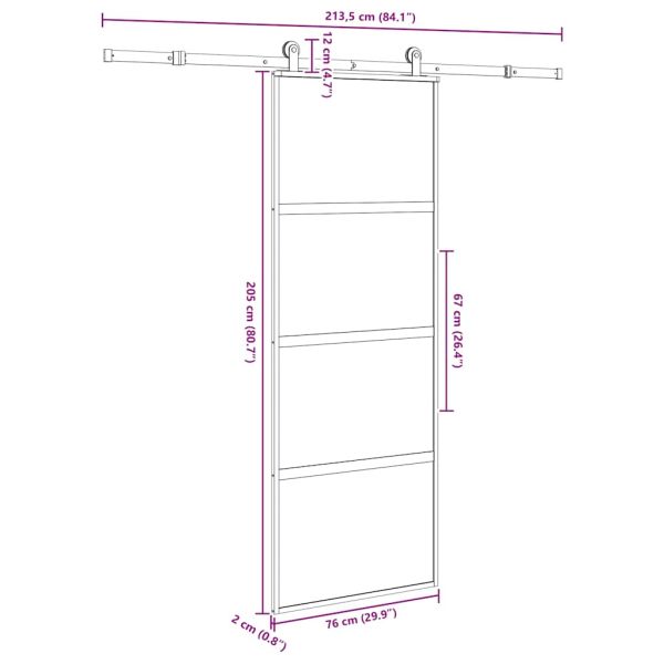 Плъзгаща се врата с обков 76x205 см Закалено стъкло&Алуминий