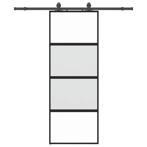 Плъзгаща се врата с комплект обков Черно 76x205 cm