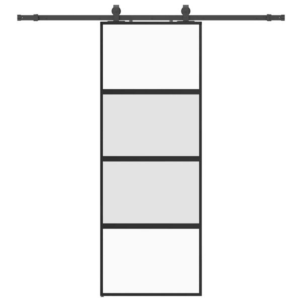 Плъзгаща се врата с комплект обков Черно 76x205 cm