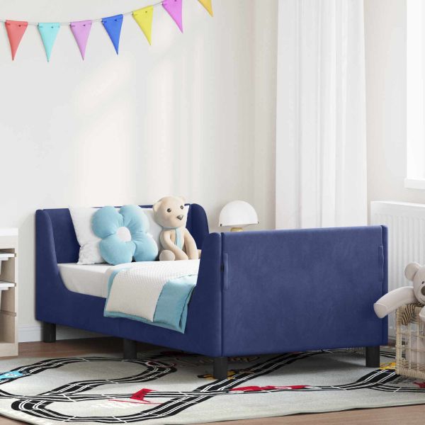 Легло за деца с табла Полицейско синьо 80 x 160 cm Кадифе