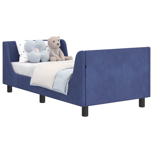 Легло за деца с табла Полицейско синьо 80 x 160 cm Кадифе