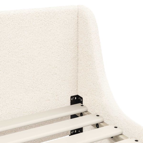 Легло за деца с табла с таблото Крем 90 x 200 cm Вълнена тъкан