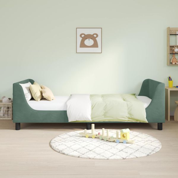 Легло за деца с табла Морско зелено 90 x 200 cm Кадифе