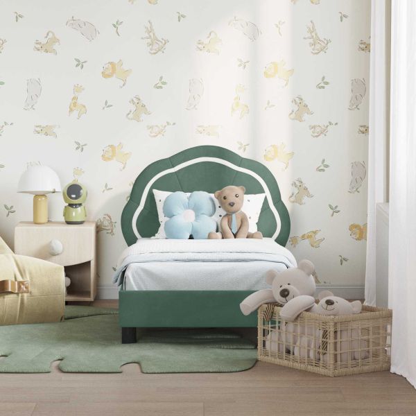 Легло за малко с главна дъска Морско зелено 70 x 140 cm Кадифе