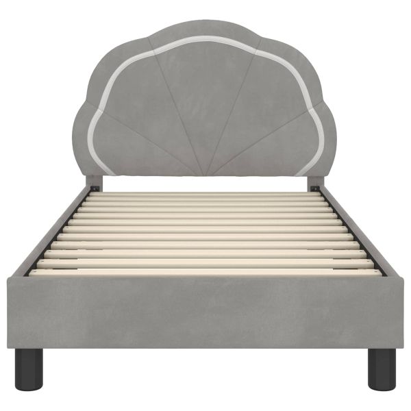 Легло за деца с табла с таблото Светлосиво 80 x 160 cm Кадифе