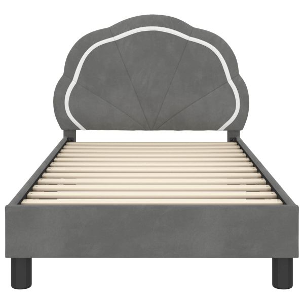 Легло за деца с табла с таблото Тъмен сив 80 x 160 cm Кадифе