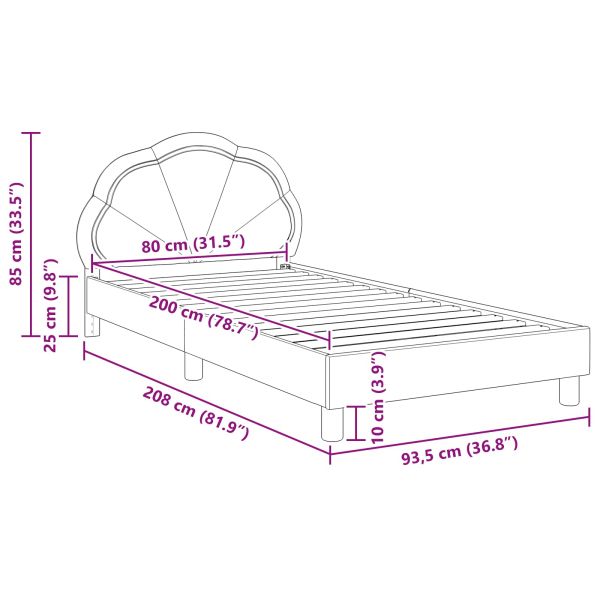 Легло за деца с табла с таблото Розово 80 x 200 cm Кадифе