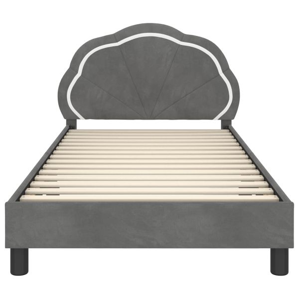 Легло за деца с табла с таблото Тъмен сив 90 x 190 cm Кадифе