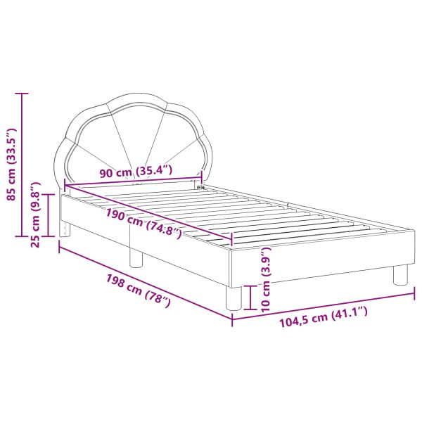 Легло за деца с табла с таблото Розово 90 x 190 cm Кадифе