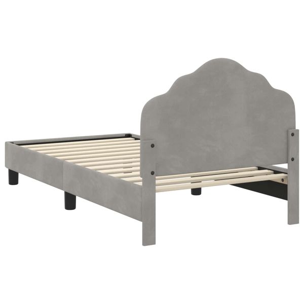 Легло за деца с табла с таблото Светлосиво 80 x 160 cm Кадифе