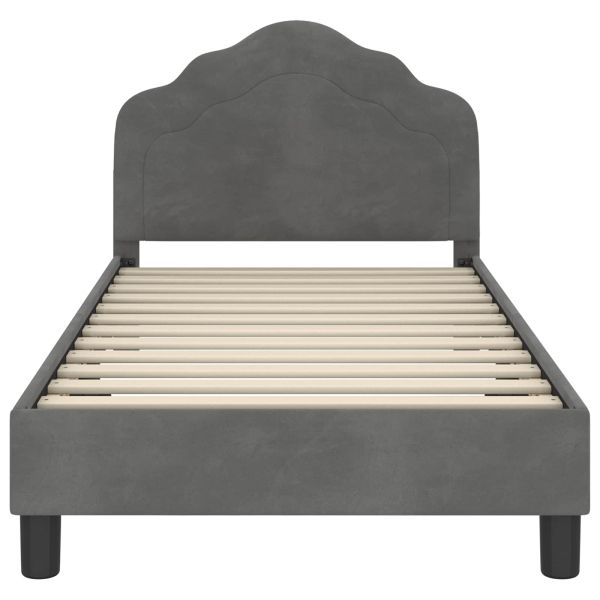 Легло за деца с табла с таблото Тъмен сив 80 x 160 cm Кадифе