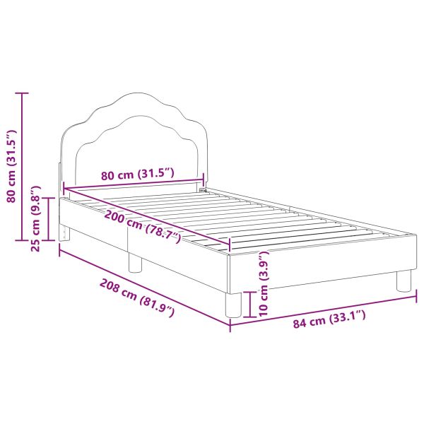 Легло за деца с табла Полицейско синьо 80 x 200 cm Кадифе