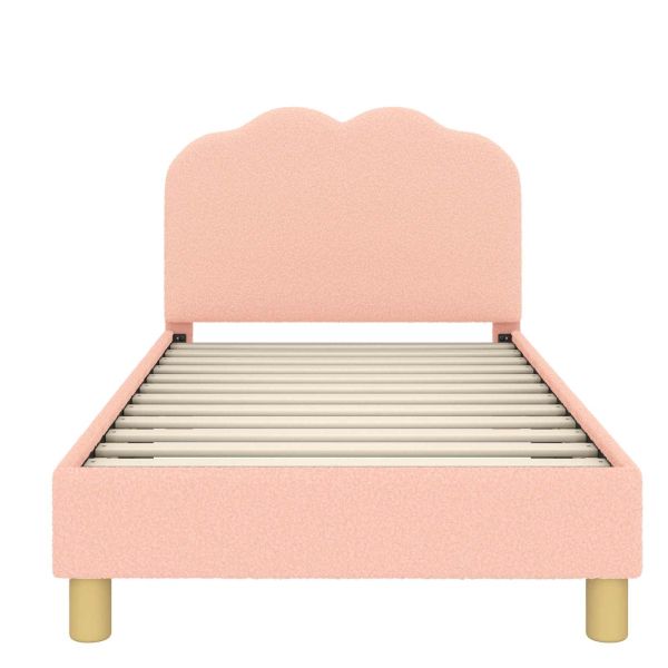 Легло за деца с табла Розово 80 x 160 cm Вълнена тъкан