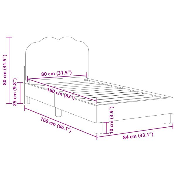Легло за деца с табла Розово 80 x 160 cm Вълнена тъкан