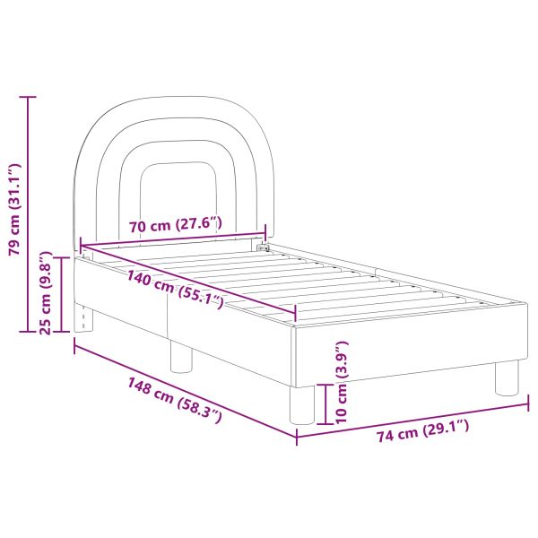 Легло за малко с главна дъска с таблото Крем 70 x 140 cm Кадифе