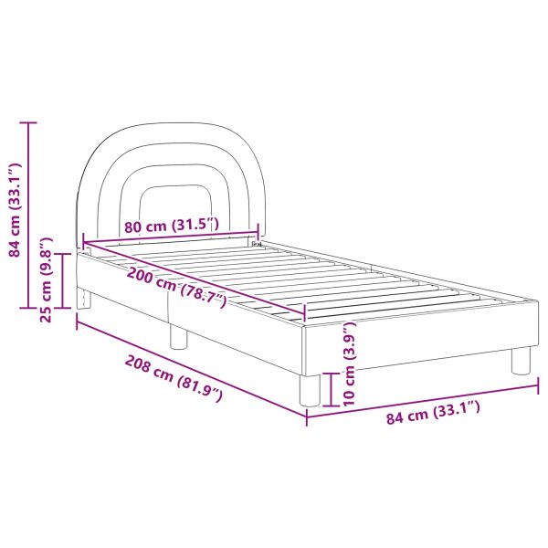 Легло за деца с табла с таблото Крем 80 x 200 cm Кадифе