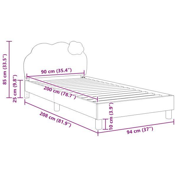 Легло за деца с табла с таблото Розово 90 x 200 cm PU