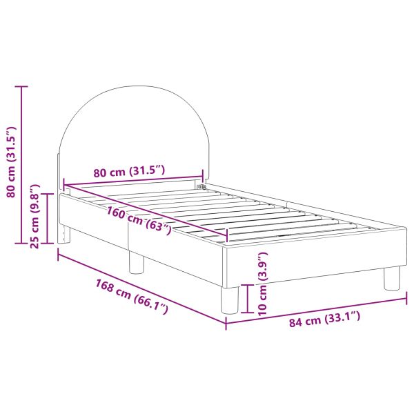 Легло за деца с табла с таблото Крем 80 x 160 cm Вълнена тъкан