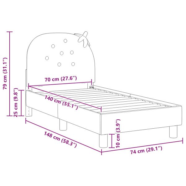 Легло за малко с главна дъска Розово 70 x 140 cm Кадифе
