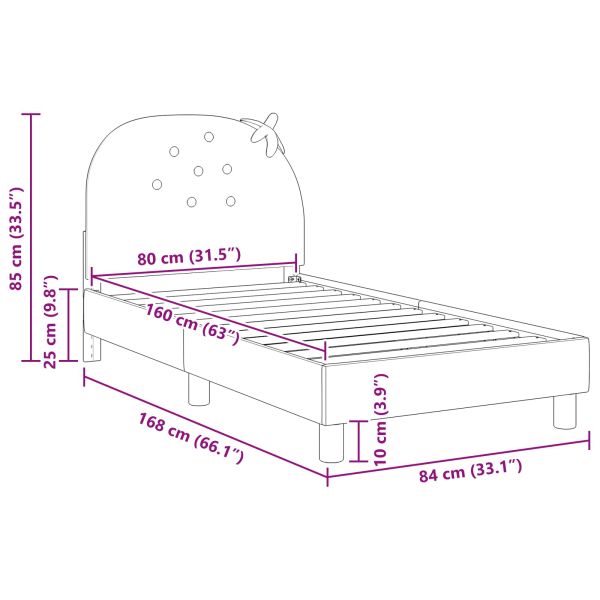 Легло за деца с табла с таблото Розово 80 x 160 cm Кадифе