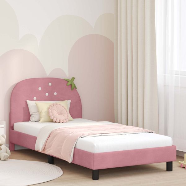 Легло за деца с табла с таблото Розово 90 x 200 cm Кадифе