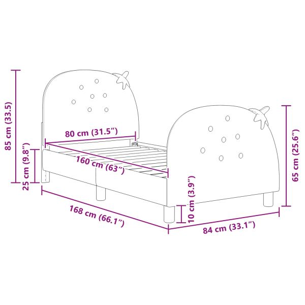 Легло за деца с табла с таблото Розово 80 x 160 cm Кадифе