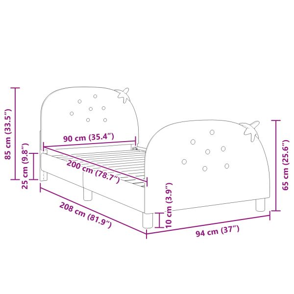 Легло за деца с табла с таблото Розово 90 x 200 cm Кадифе