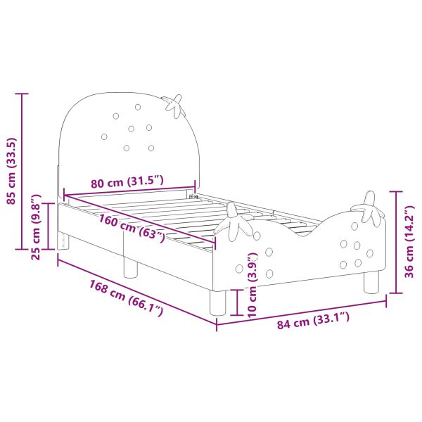 Легло за деца с табла с таблото Розово 80 x 160 cm Кадифе