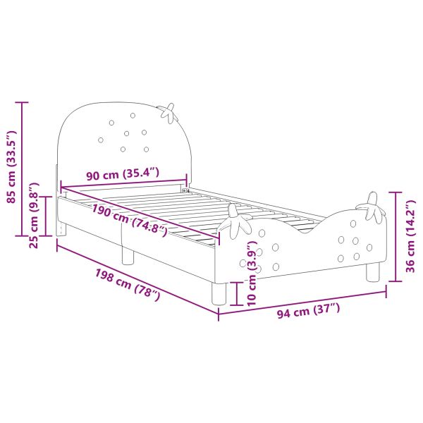 Легло за деца с табла с таблото Розово 90 x 190 cm Кадифе