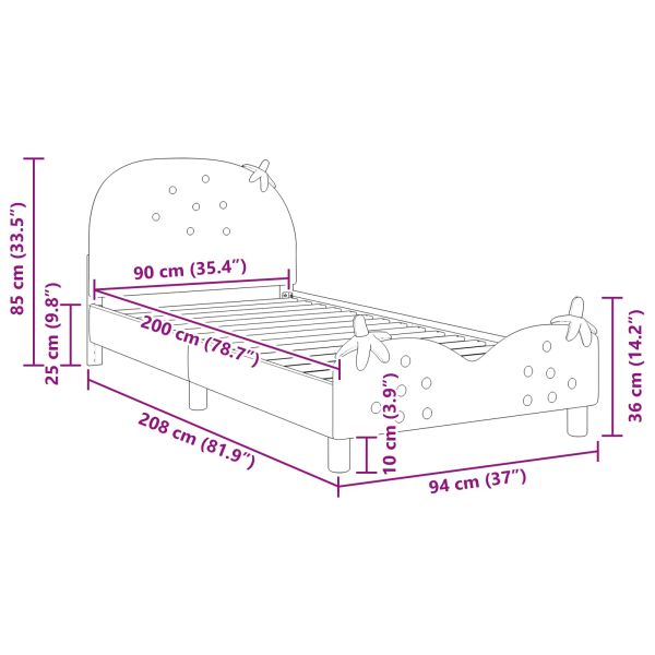 Легло за деца с табла с таблото Розово 90 x 200 cm Кадифе