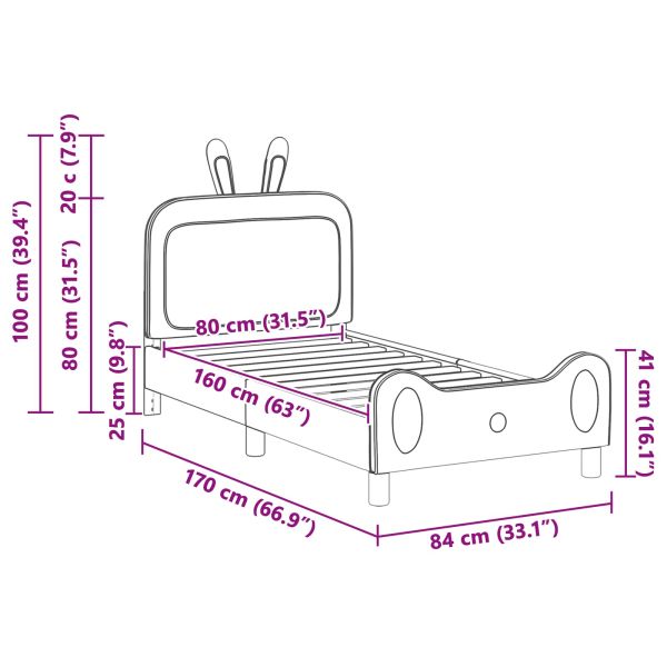 Легло за деца с табла с таблото Синьо 80 x 160 cm PU