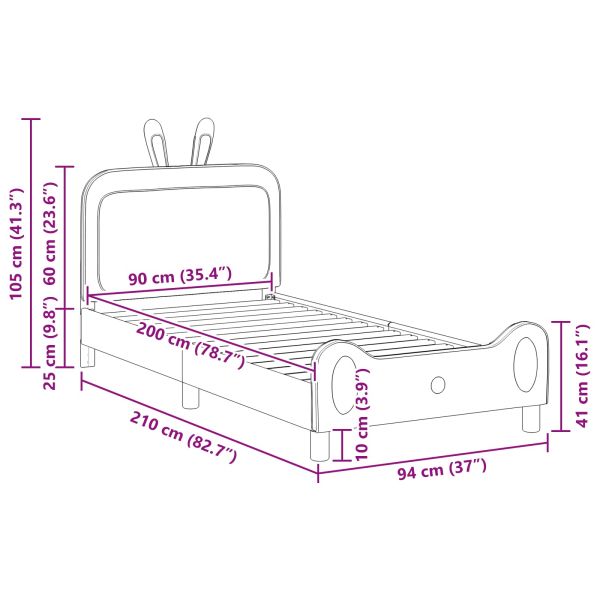 Легло за деца с табла с таблото Синьо 90 x 200 cm PU