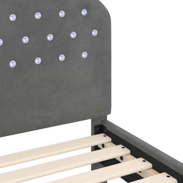 Легло за малко с главна дъска Тъмен сив 70 x 140 cm Кадифе