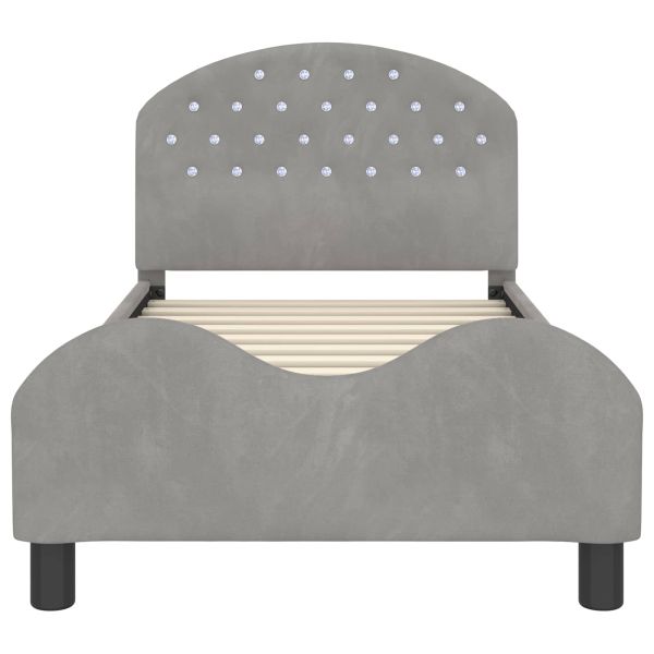 Легло за деца с табла с таблото Светлосиво 80 x 160 cm Кадифе