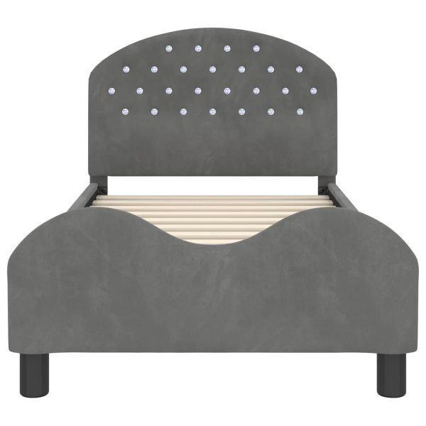 Легло за деца с табла с таблото Тъмен сив 80 x 160 cm Кадифе