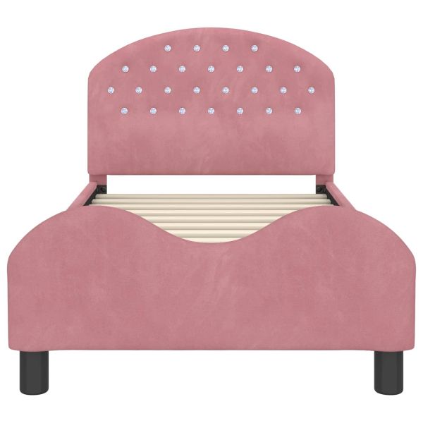 Легло за деца с табла с таблото Розово 80 x 160 cm Кадифе