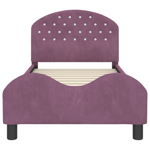 Легло за деца с табла с таблото Лилаво 80 x 160 cm Кадифе