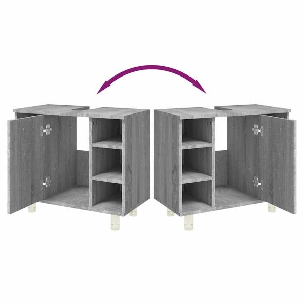 Шкаф за баня, сив сонома, 60x32x53,5 см, инженерно дърво