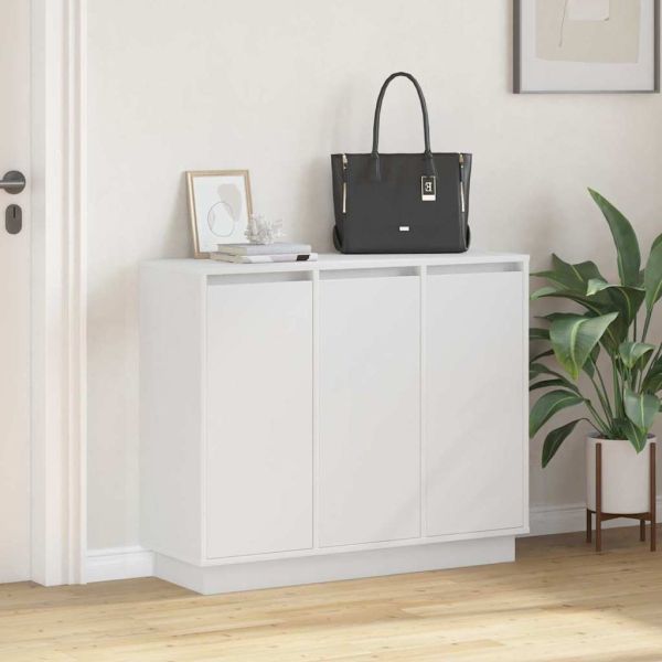 LED конзолна маса с рафт Бяло 90 х 32 х 75 см Инженерно дърво