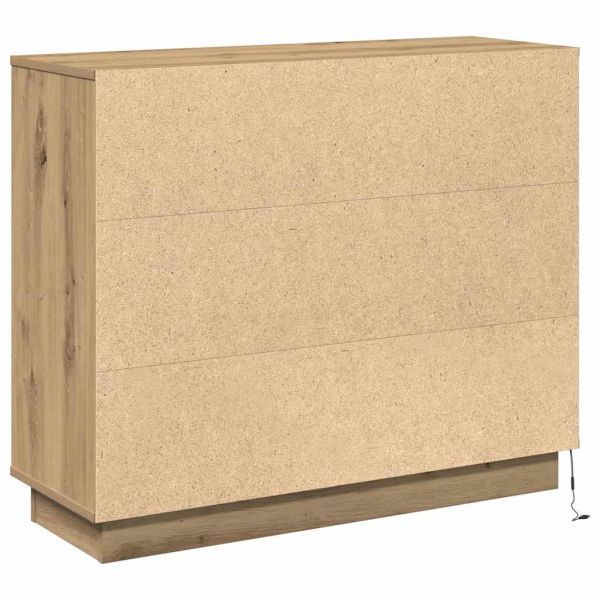 LED конзолна маса с рафт Дъб 90 х 32 х 75 см Инженерно дърво