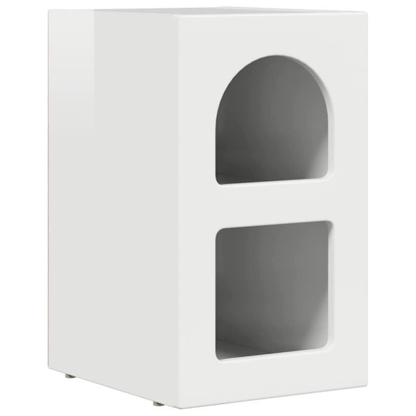 Нощно шкафче Лъскаво бяло 29.5 x 35 x 50 см Инженерно дърво