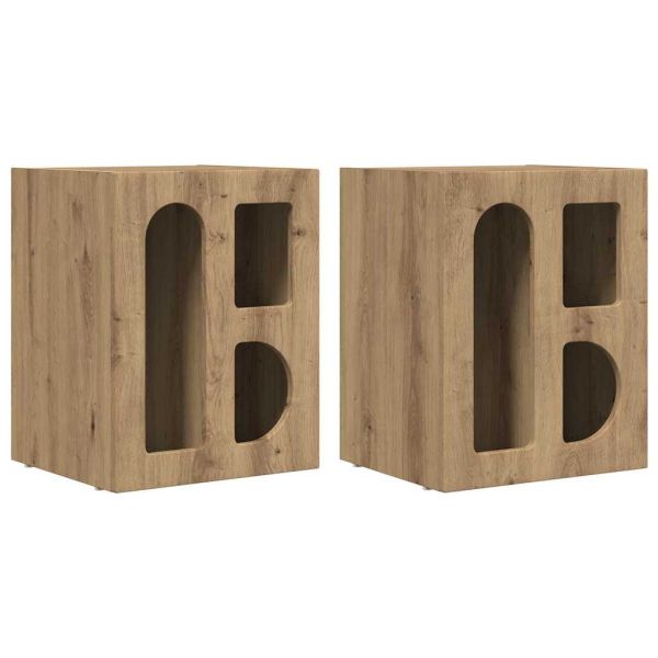 Нощно шкафче 2 pcs Дъб 40 x 35 x 50 см Инженерно дърво