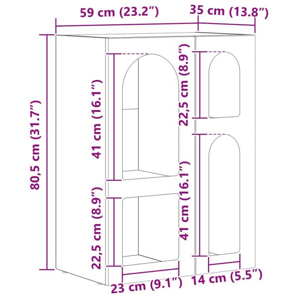 Служебен шкаф Циментено сиво 59 x 35 x 80.5 см Инженерно дърво