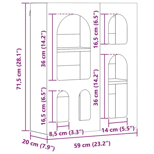 Висящ шкаф с рафт Черно 59 x 20 x 71.5 см Инженерно дърво