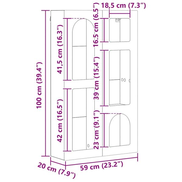 Висящ шкаф с рафт Черно 59 x 20 x 100 см Инженерно дърво
